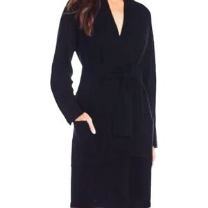 Van Winkle & Co 100% Cashmere Black Open Front Robe NWT